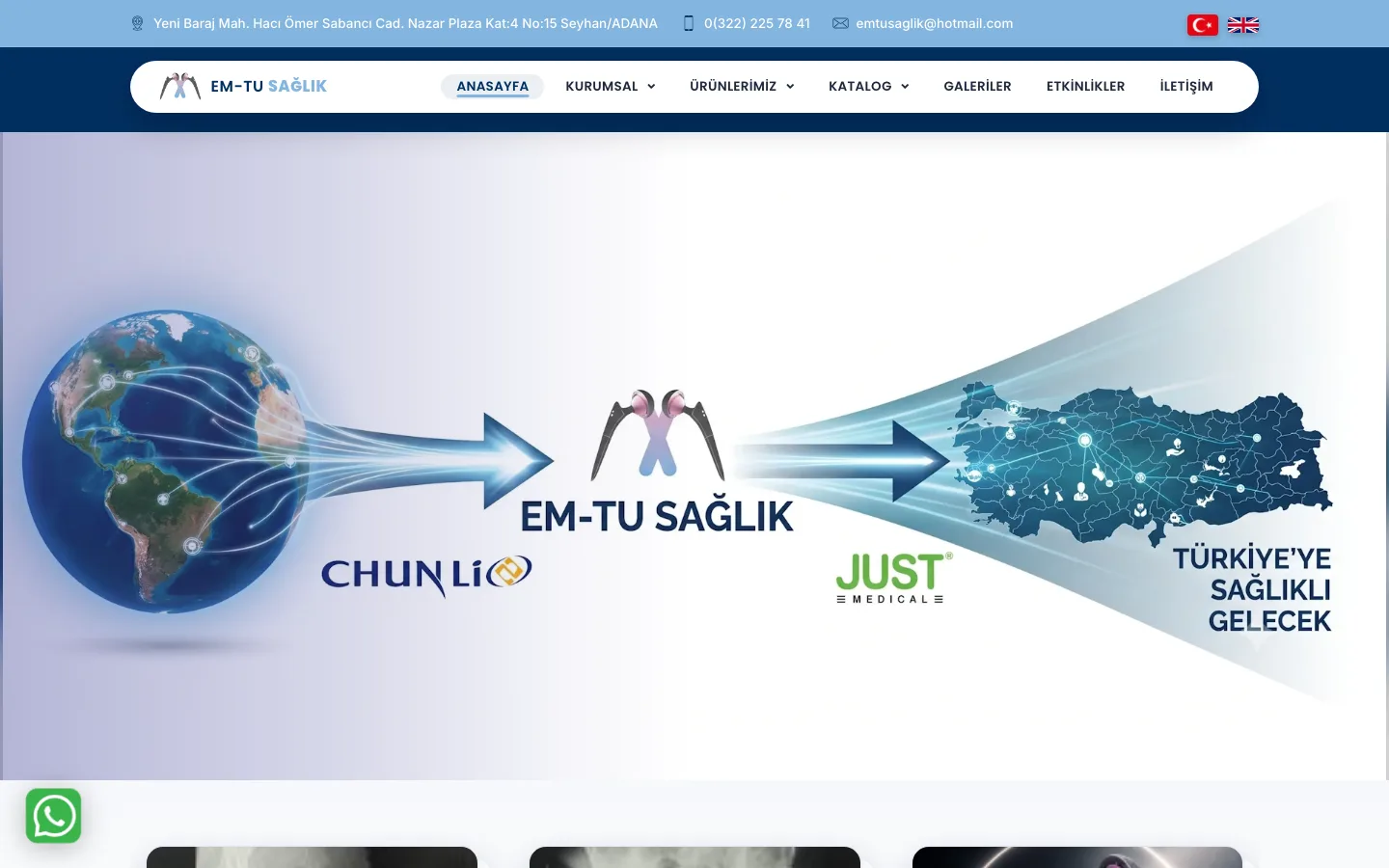EM-TU Sağlık sitesinin ana sayfası