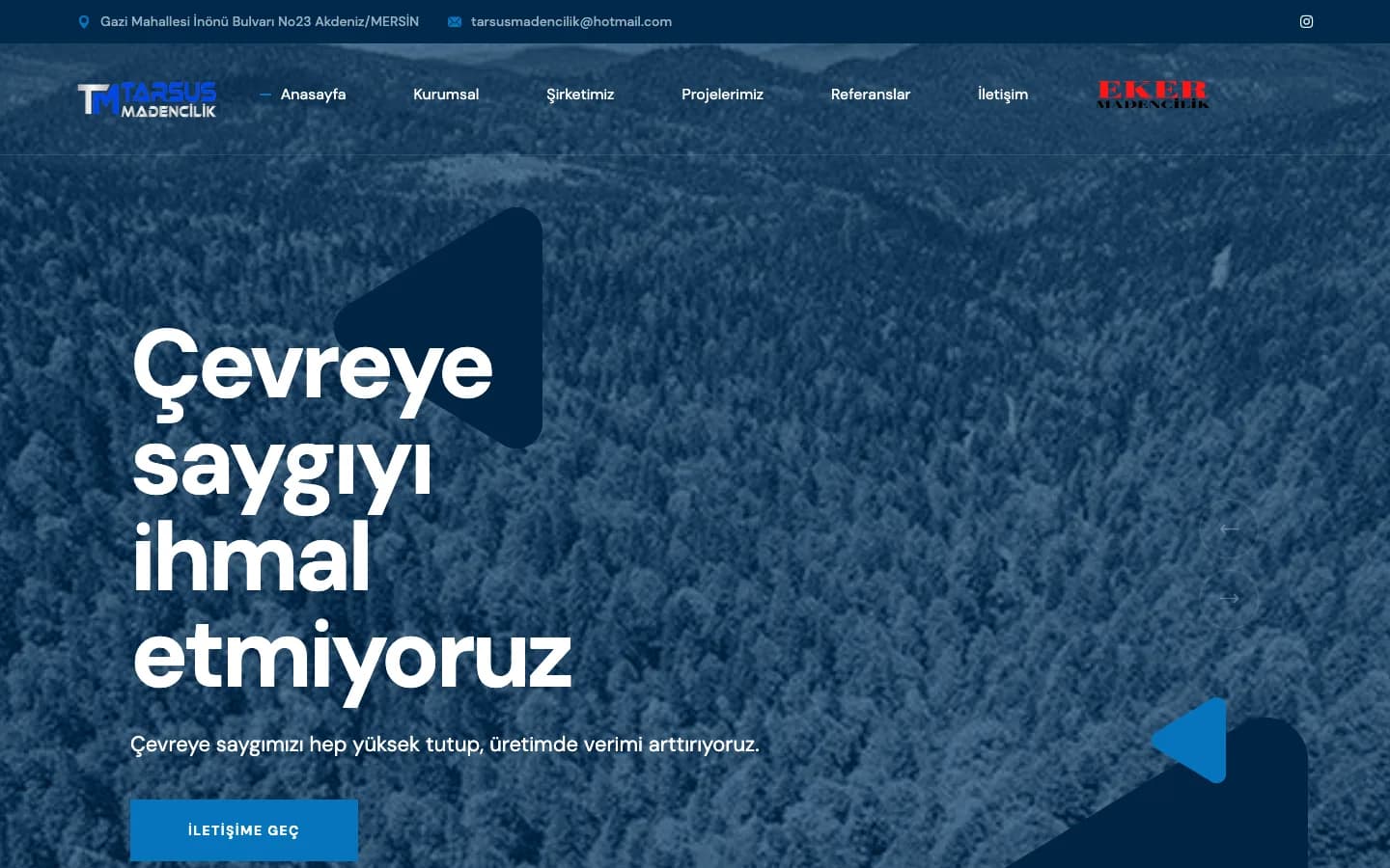 Tarsus Madencilik sitesinin ana sayfası
